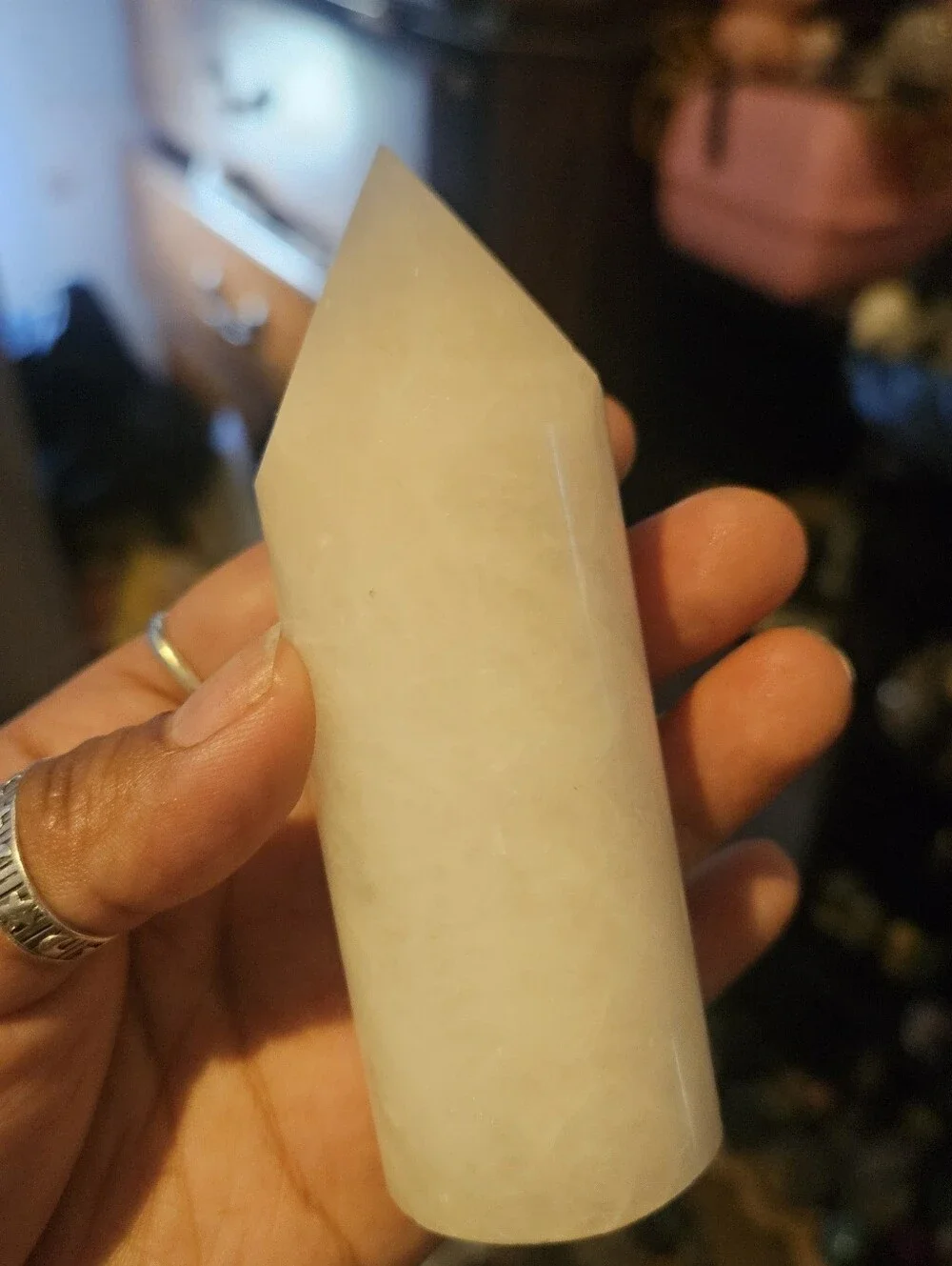 Pale Pink Rose Quartz Cylindrical Tower